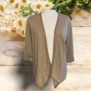 Alfani Tan Camel Knit Drape Open Front Cardigan